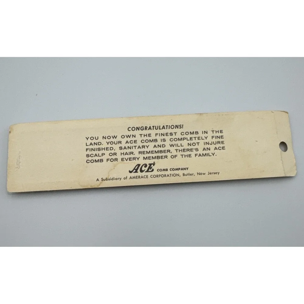 NOS Vintage Genuine Ace Hard Rubber Pocket Comb 7